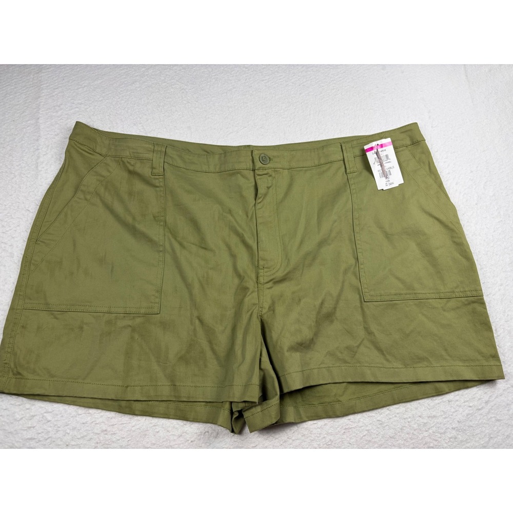 Abound Womens Olive Green Utility Patch Pocket Cotton Stretch Shorts 22